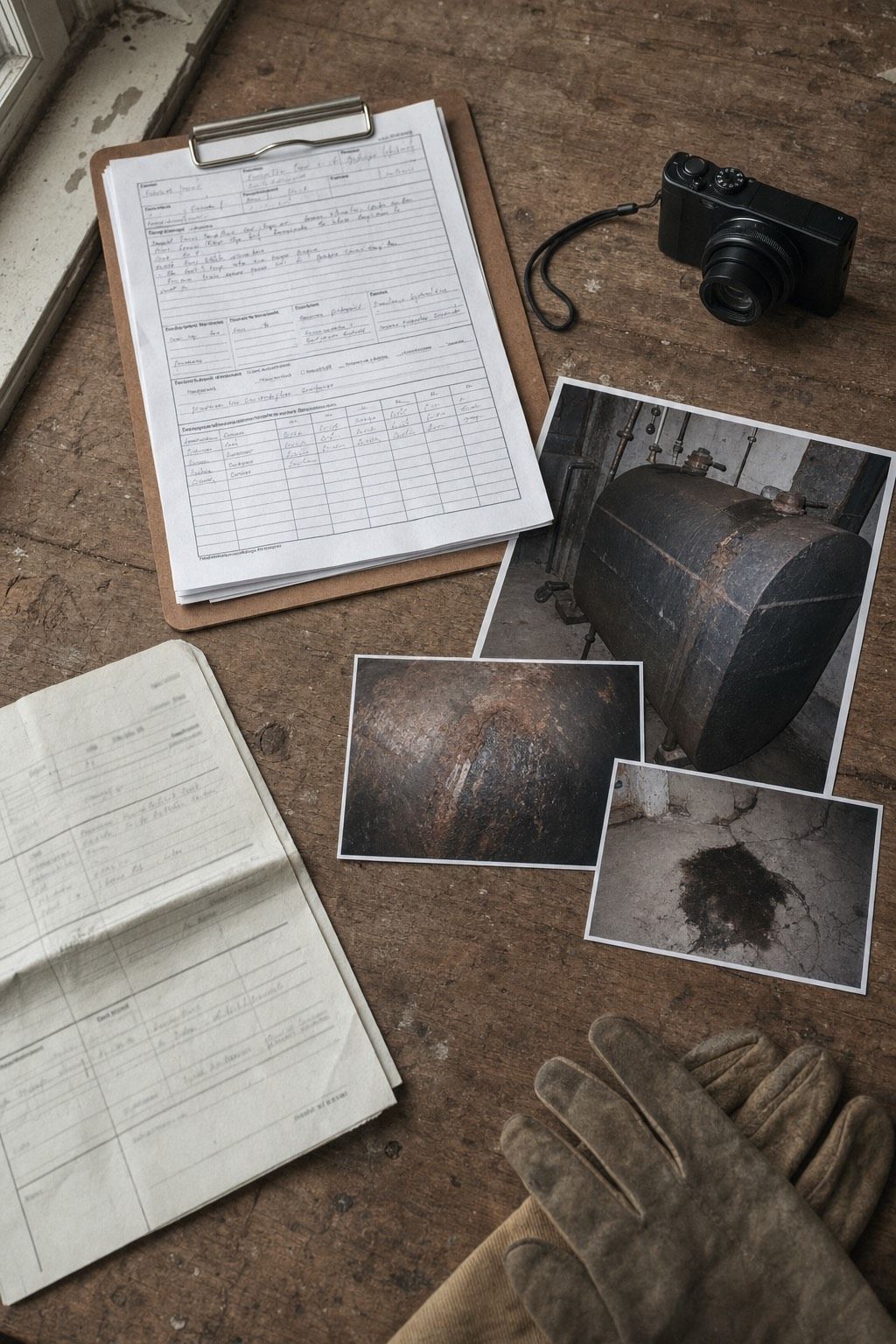 Foto-Dokumentation, Befund und Entsorgungsnachweis eines Öltank-Einsatzes